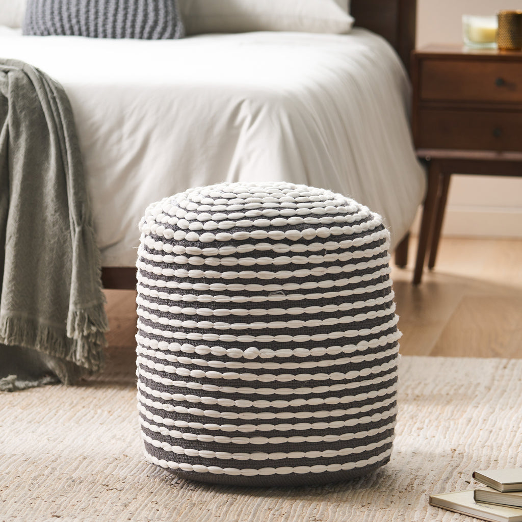 Rosalyn Fabric Round Pouf Ottoman