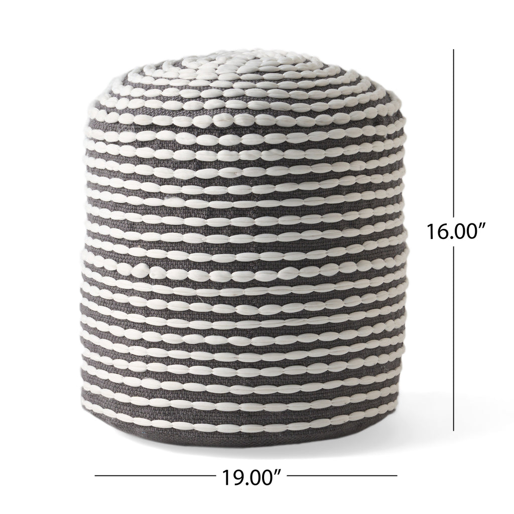 Rosalyn Fabric Round Pouf Ottoman