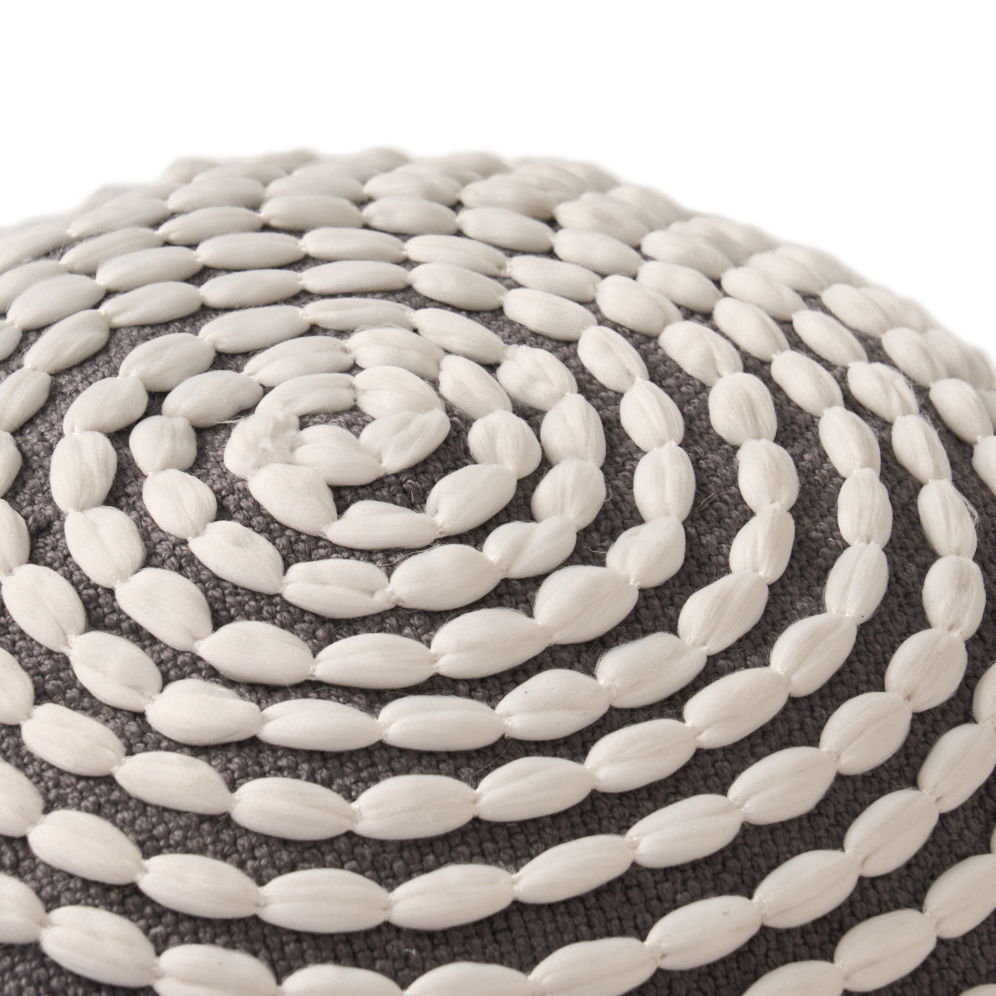 Rosalyn Fabric Round Pouf Ottoman