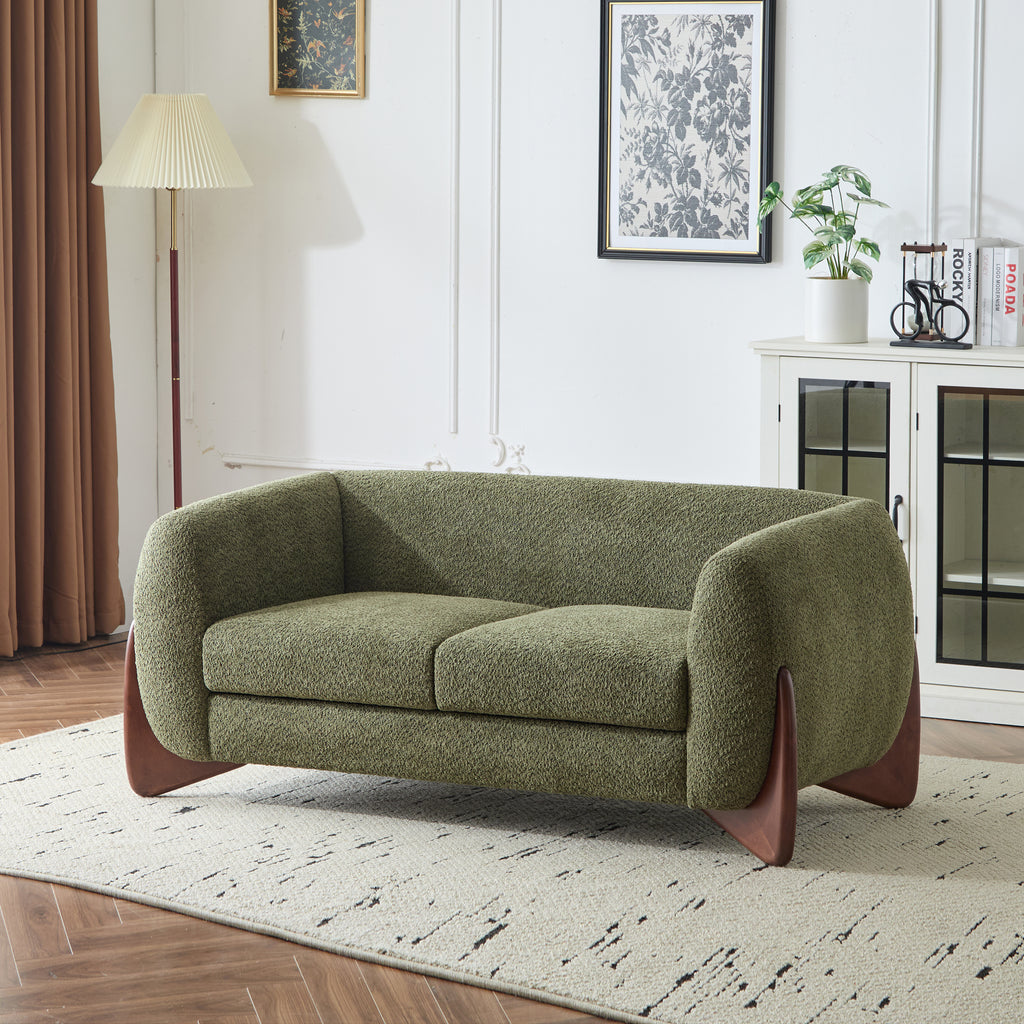 Christopher Knight Home Modern Boucle Upholstered 2-Seater Sofa with Birch Wood Legs
