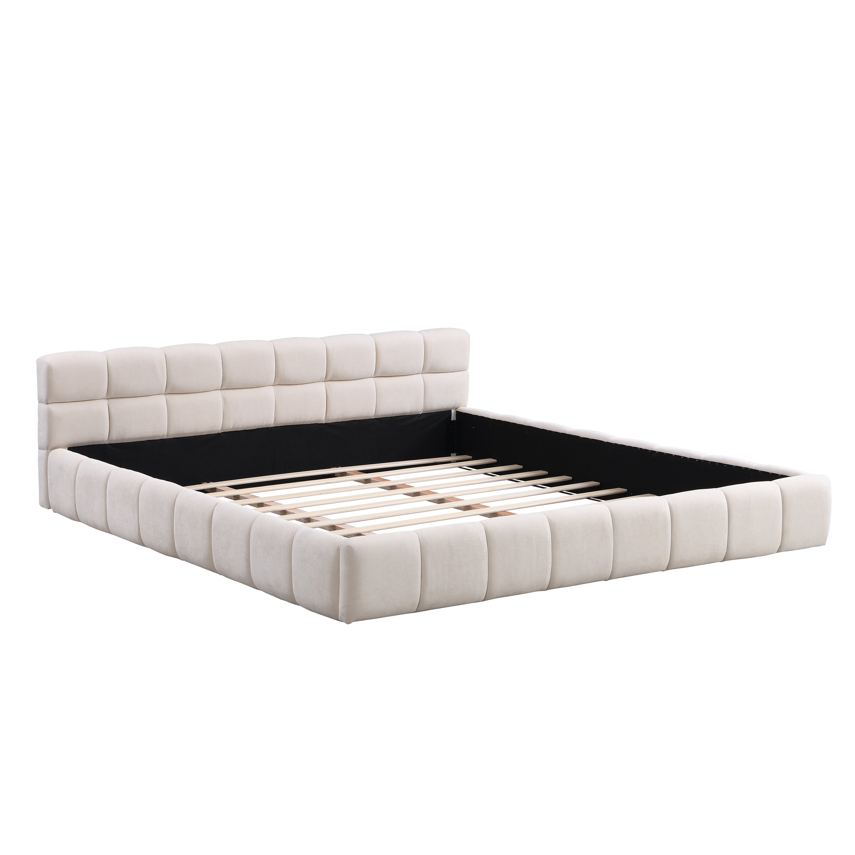 Christopher Knight Home Beryl Checkerboard Design Chenille Upholstered Bed, Beige, King
