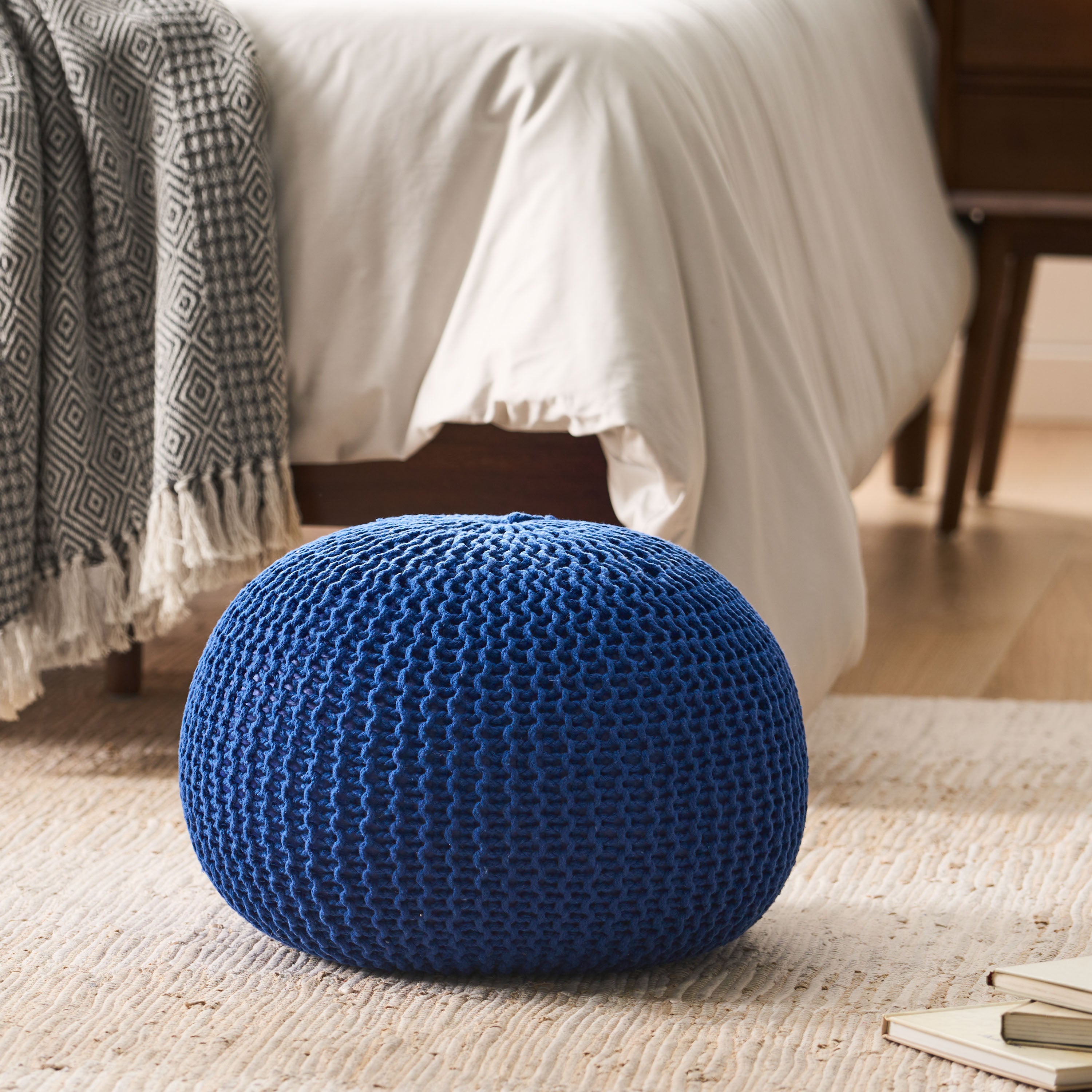 Abena Knitted Cotton Pouf