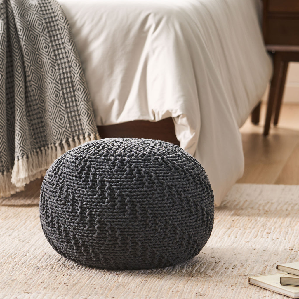 Hershel Knitted Cotton Pouf