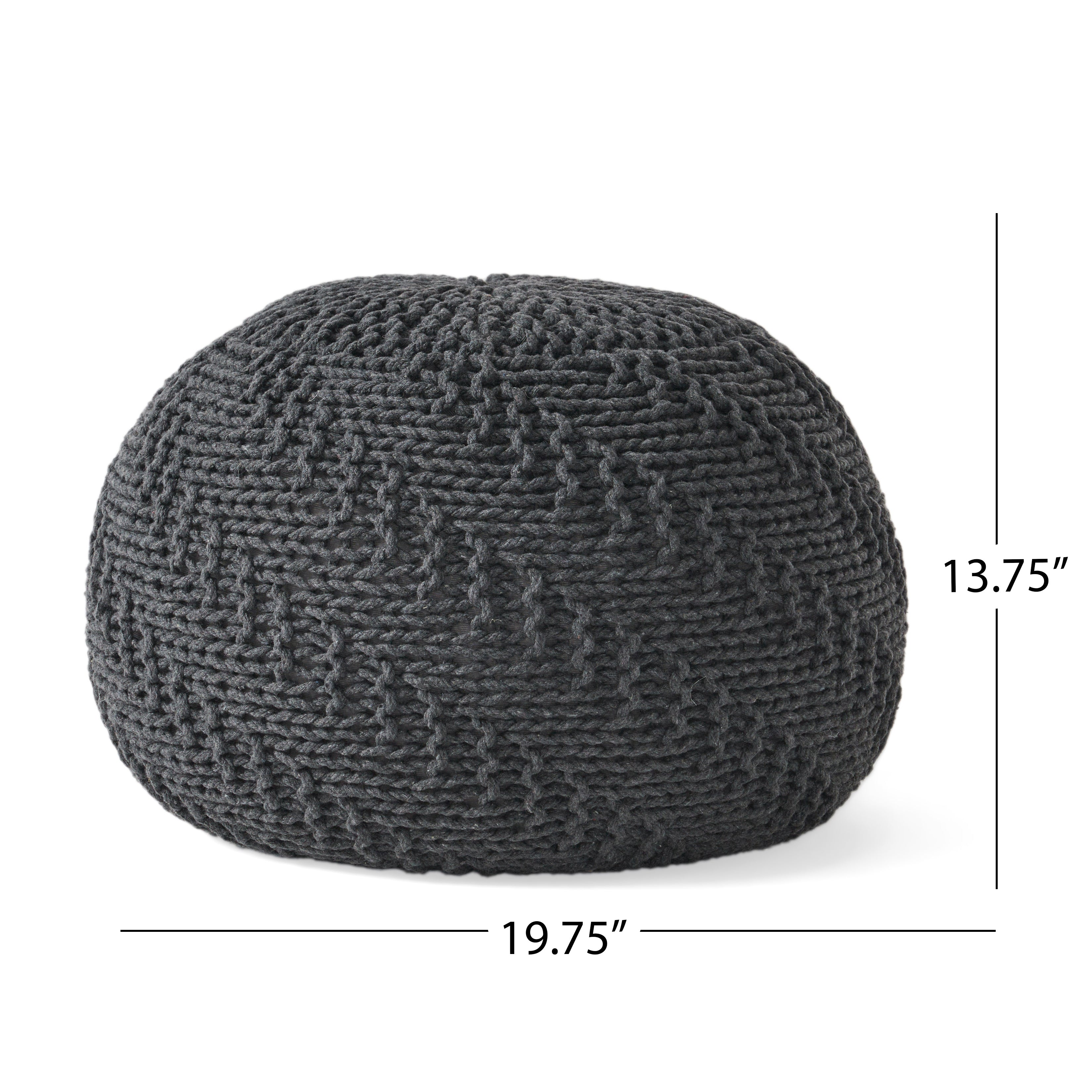 Hershel Knitted Cotton Pouf