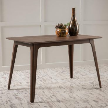 GDFStudio Keiko Mid-Century Modern Wood Rectangle Dining Table with Splayed Legs, Walnut