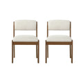 Christopher Knight Home Ossa Mid-Century Modern Rubberwood Twill Upholstered Dining Chairs (Set of 2), Beige/Walnut