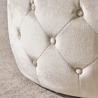 Christopher Knight Home Velvet Round Tufted Ottoman with Tempered Glass Top ¨C Modern Glam Accent