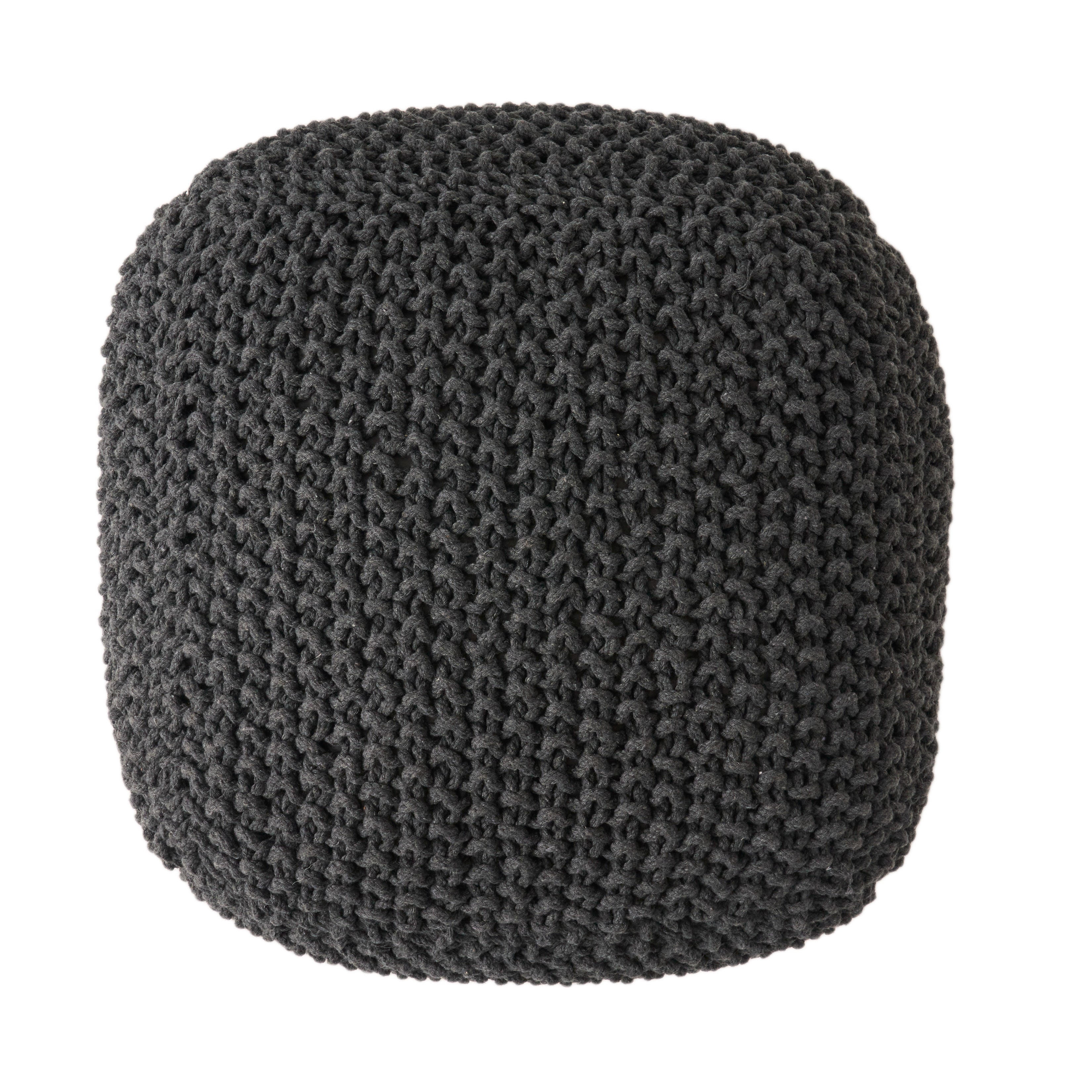 Teresa Modern Knitted Cotton Cube Pouf