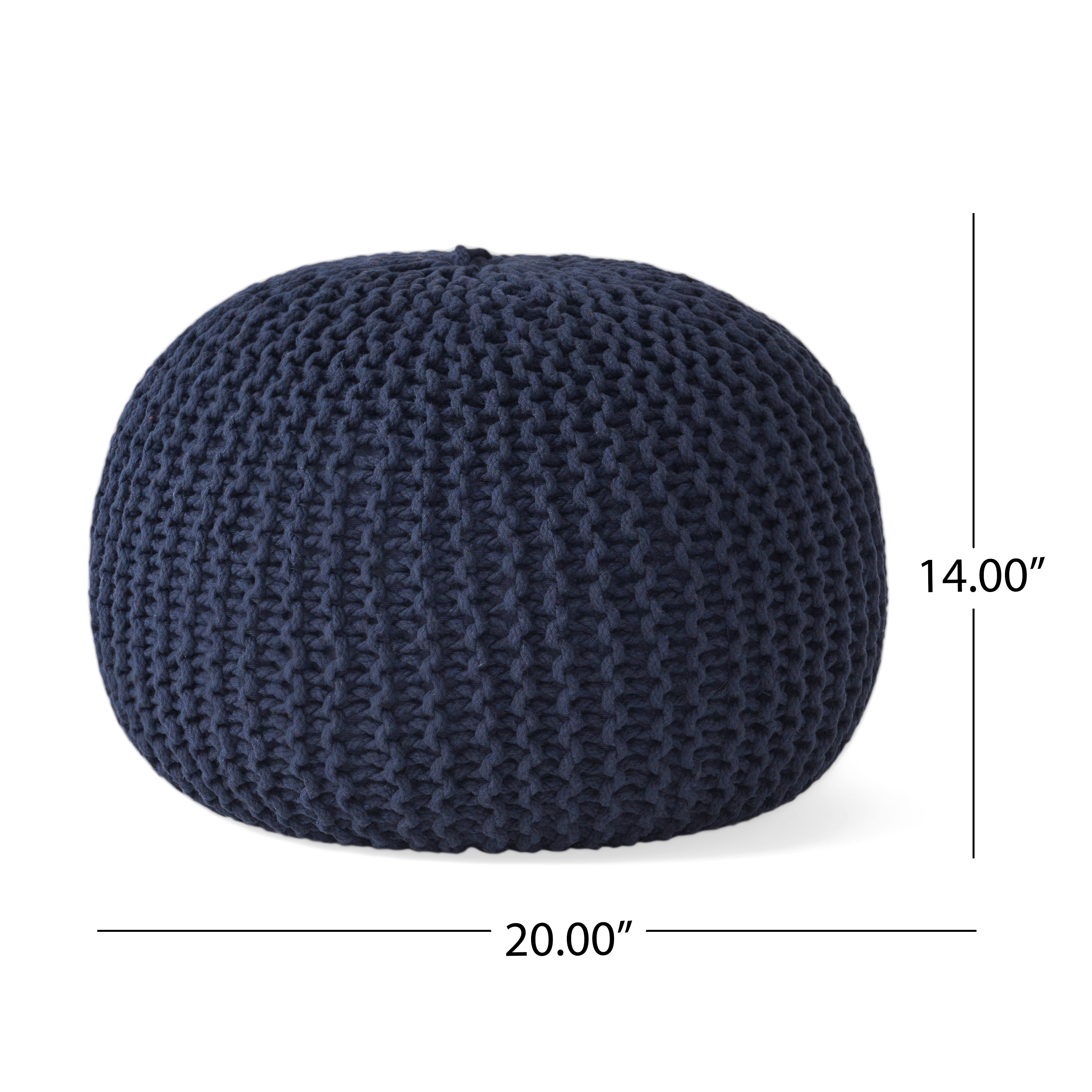 Barwick Modern Knitted Cotton Round Pouf