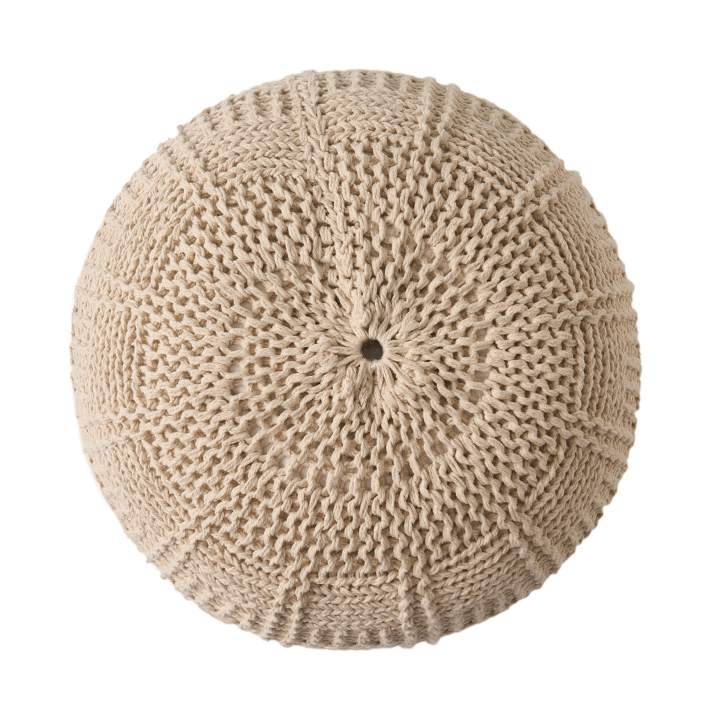 Sardis Modern Knitted Cotton Round Pouf