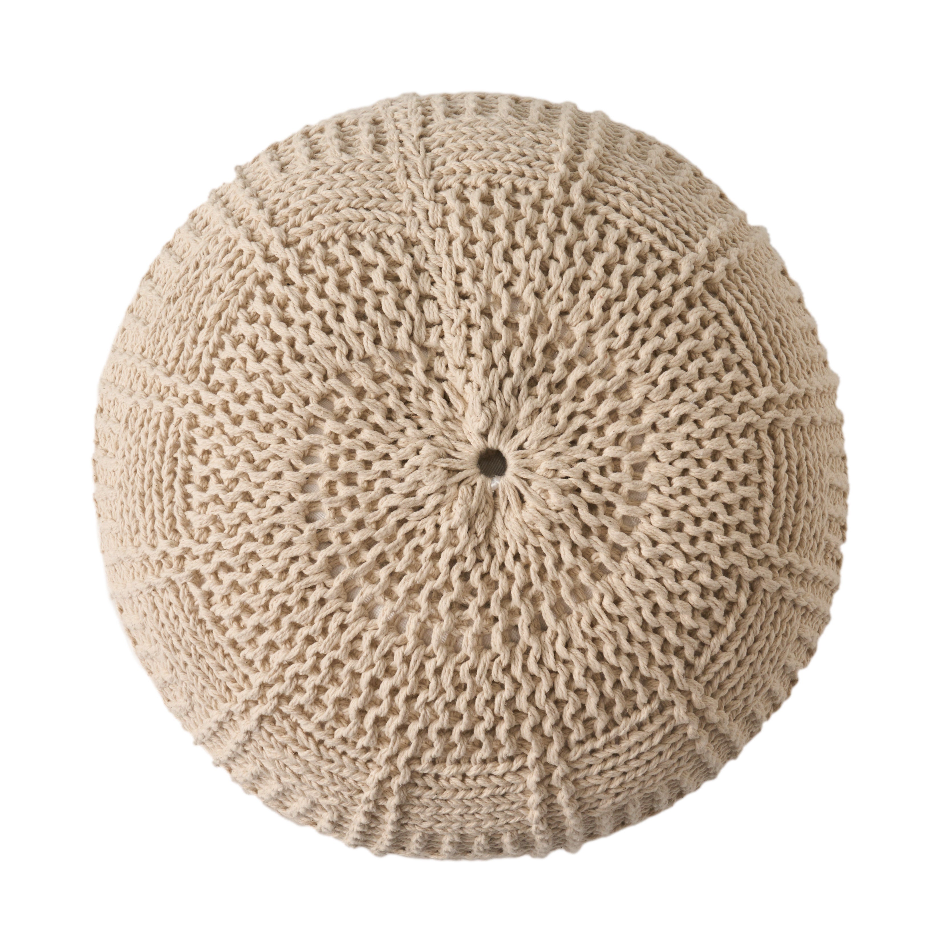 Sardis Modern Knitted Cotton Round Pouf