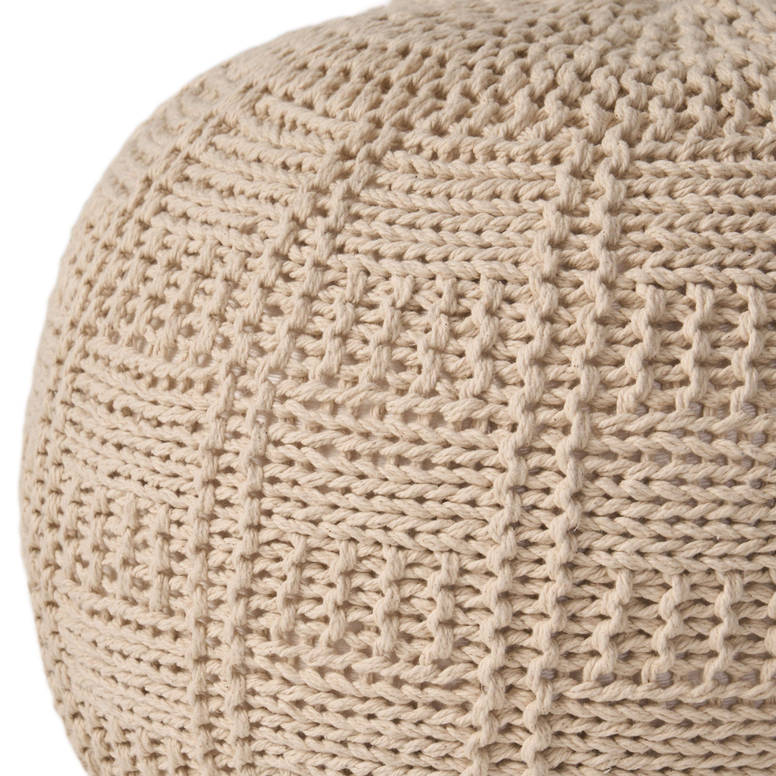 Sardis Modern Knitted Cotton Round Pouf