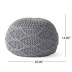 Woodbine Modern Knitted Cotton Round Pouf