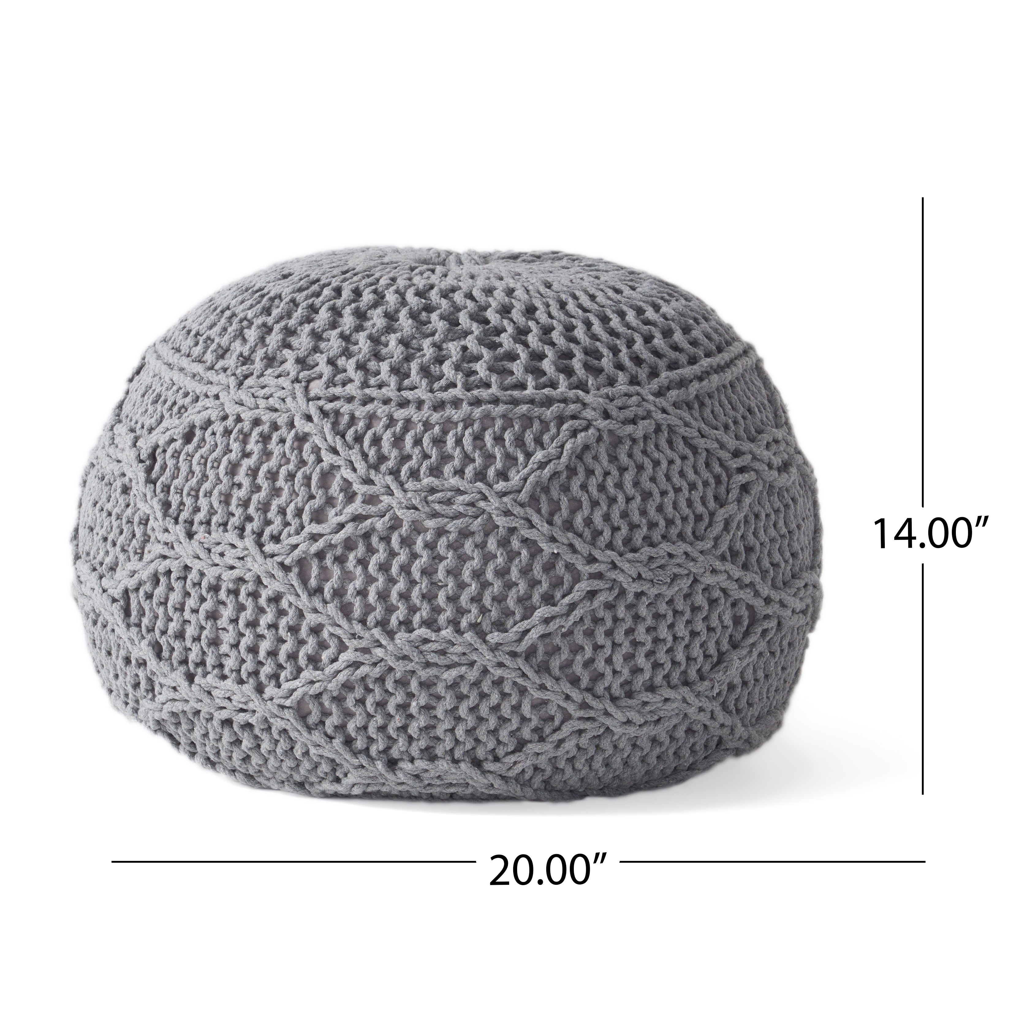 Woodbine Modern Knitted Cotton Round Pouf