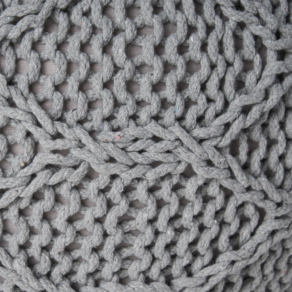 Woodbine Modern Knitted Cotton Round Pouf