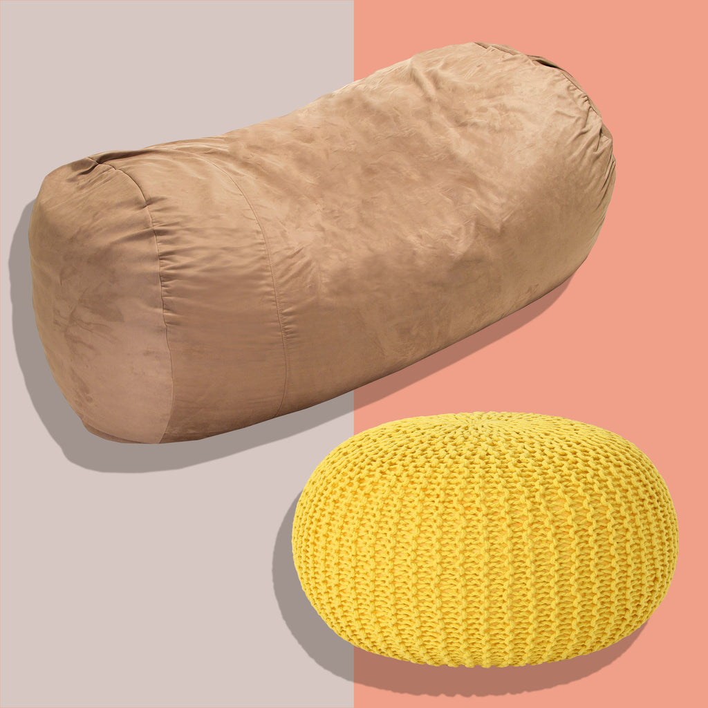 Mawbey Fabric 8 Ft. Bean Bag and Pouf Set