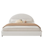 Christopher Knight Home Modern Boucle Upholstered Platform Bed with Thick Half-Round Headboard