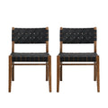 Christopher Knight Home Cassius Woven Faux Leather Rubberwood Dining Chair (Set of 2), Black