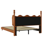 Christopher Knight Home Vintage Wood-Post Faux Leather Platform Bed with Button Headboard & Strong Support Frame