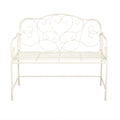 Christopher Knight Home Clay 41" Modern Outdoor Iron Garden Bench with Floral Design, Matte White