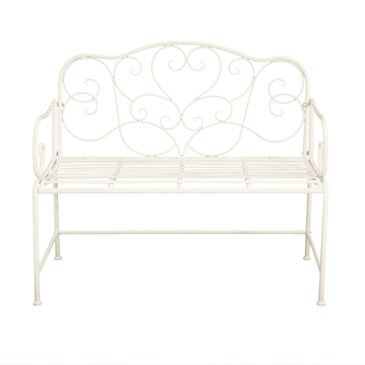 Christopher Knight Home Clay 41" Modern Outdoor Iron Garden Bench with Floral Design, Matte White