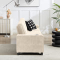 GDFStudio Everly 84" Corduroy Couch with Built-In Cup Holders, Beige