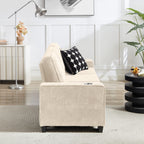 GDFStudio Everly 84" Corduroy Couch with Built-In Cup Holders, Beige
