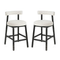 Christopher Knight Home Paddy Modern Rubberwood Upholstered Counter Stools with Curved Backrest (Set of 2), Black/Beige