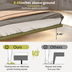 Christopher Knight Home Modern Floating Platform Bed with PU Leather & LED Under-Bed Lighting