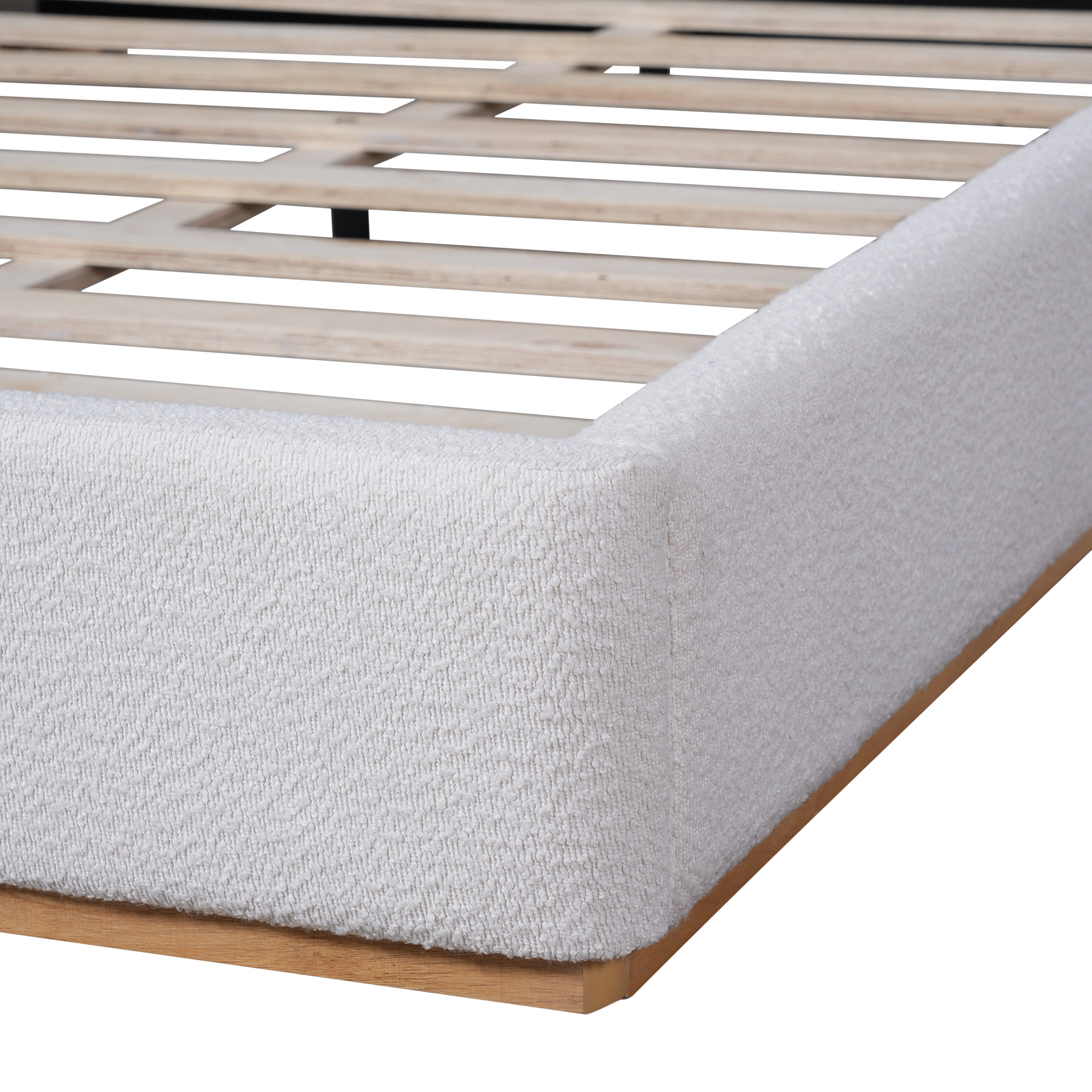 Christopher Knight Home Modern Boucle Upholstered Platform Bed with Solid Wood Base & Wingback Headboard