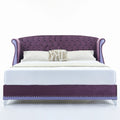 Christopher Knight Home Modern Velvet Wingback Tufted Platform Bed with Nailhead Trim and Silver Legs
