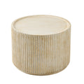 Christopher Knight Home Nirae Patio Modern Lightweight Concrete Round Fluted Coffee Table, Natural