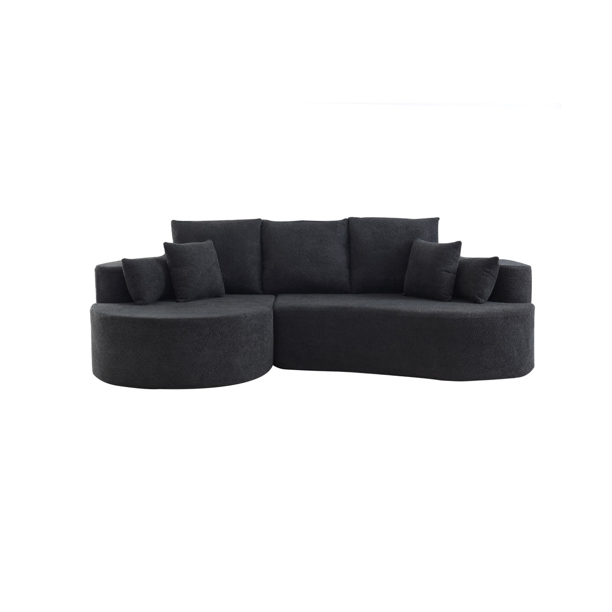 Christopher Knight Home Camilla Modern 106'' 3-Seater Upholstered Curved Sectional Sofa with 7 Pillows, Black