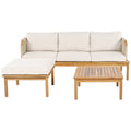 Christopher Knight Home Valencia Outdoor 3 Pieces Rustic Acacia Wood and Rope Weave Upholstered Seating Set, Teak/Beige