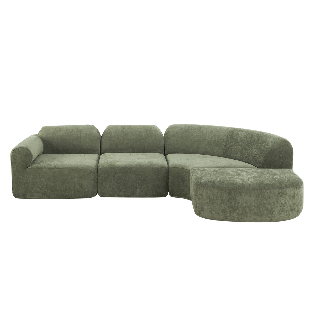 Christopher Knight Home Jace 111" Modern 4-Seater Upholstered Curved Sectional Sofa, Green