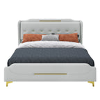 Christopher Knight Home Modern Faux Leather Platform Bed with Gold Metal Accents & Sturdy Wood-Metal Frame