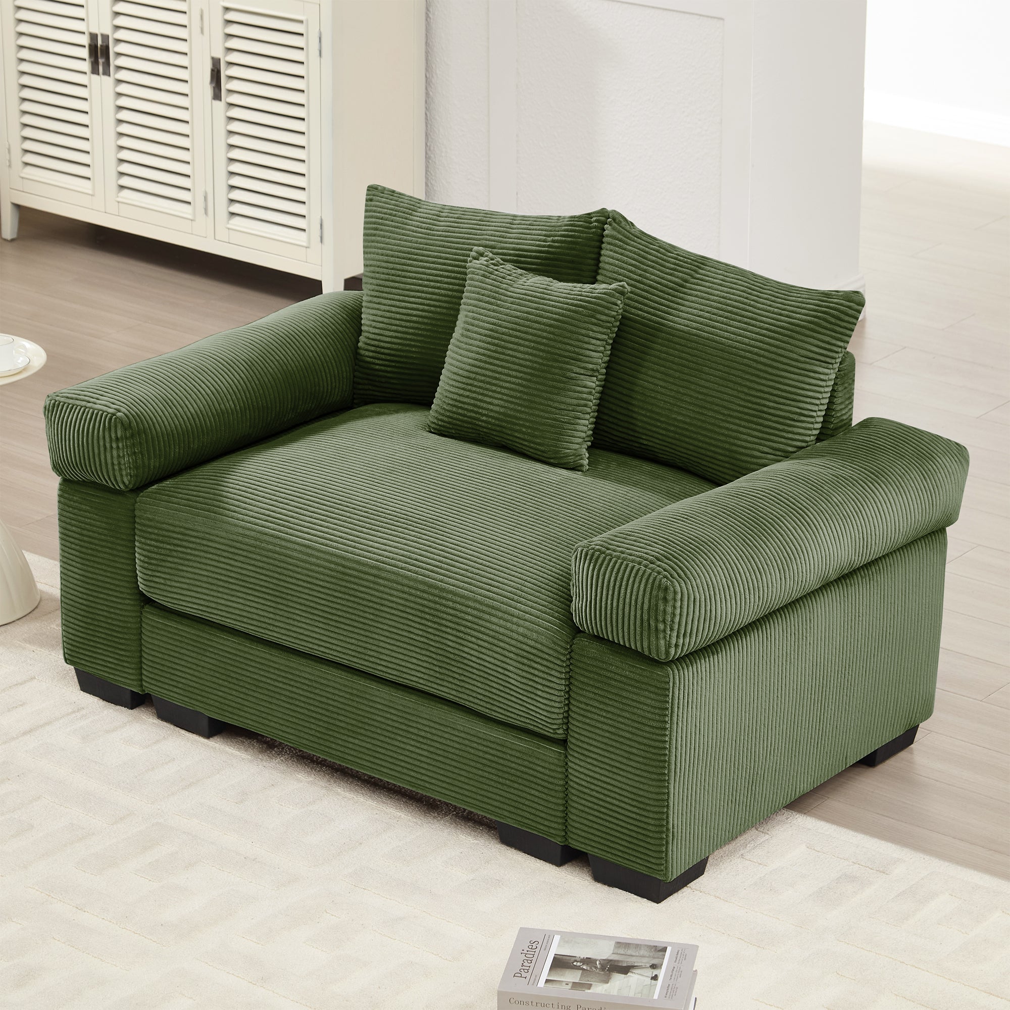 Christopher Knight Home Crane 54.3" Oversized Corduroy Single Sofa,Green