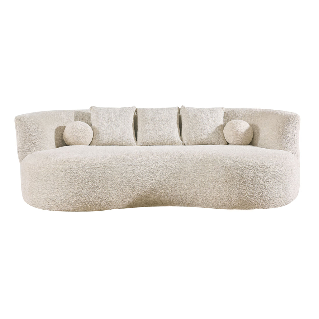 Christopher Knight Home Grazia 90'' Modern Curved Boucle Upholstered 3-Seater Sofa, Beige