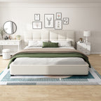 Christopher Knight Home Modern Boucle Upholstered Platform Bed with Tufted Headboard,King