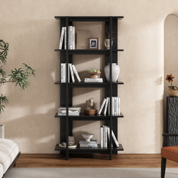 Christopher Knight Home Trundle Modern 4-Tier Acacia Wood Display Bookshelf, Ebonized