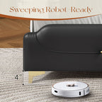 Christopher Knight Home Modern Faux Leather Platform Bed with Gold Metal Accents & Sturdy Wood-Metal Frame