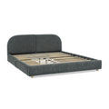 GDFStudio Arcora Circle Yarn Fabric Upholstered Bed , Dark Gray, Queen (with Drawer)
