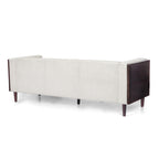 Stylish Mid-Century Modern Three-Seater Sofa with Button-Tufted Waffle Stitch