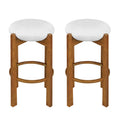 Christopher Knight Home Aiken Modern Rubberwood Upholstered Barstools (Set of 2) , Walnut/Ivory