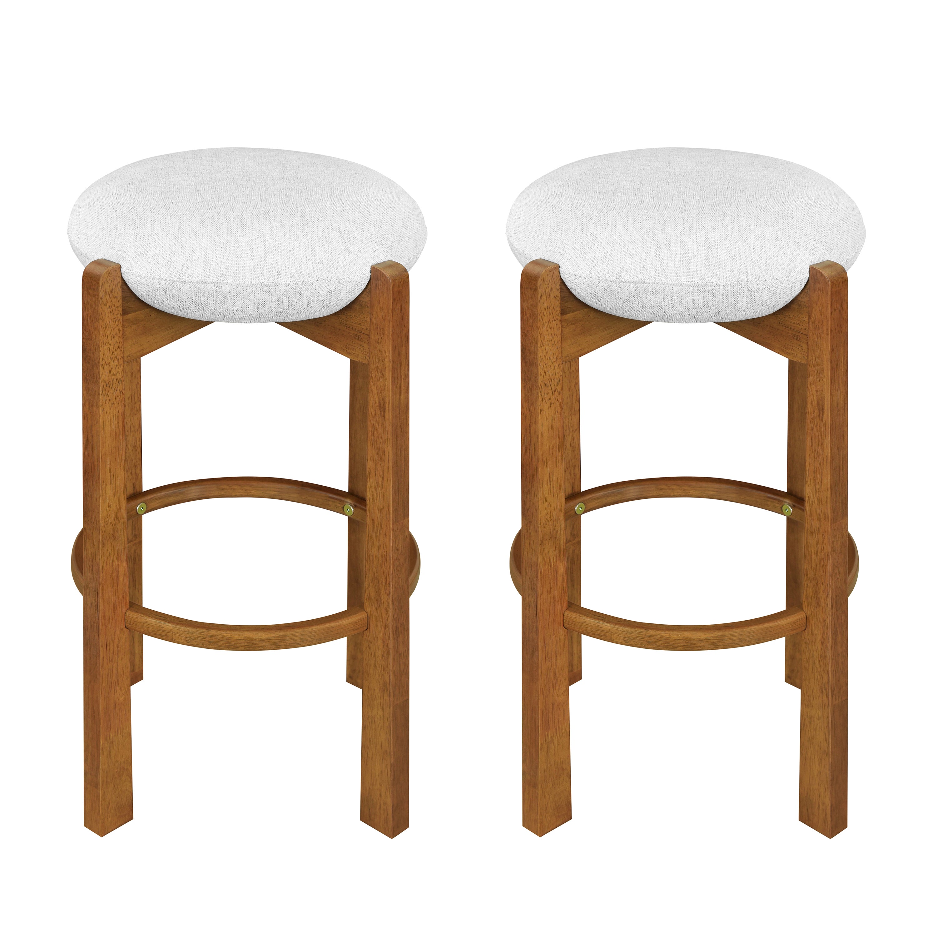 Christopher Knight Home Aiken Modern Rubberwood Upholstered Barstools (Set of 2) , Walnut/Ivory