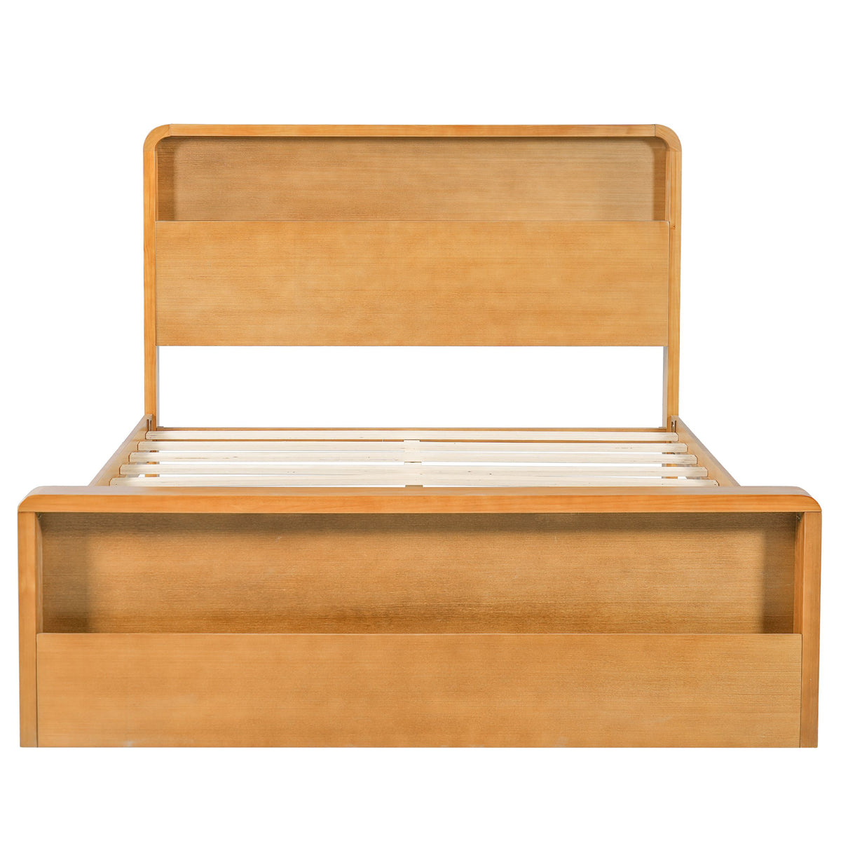 Christopher Knight Home Cedarwyn Modern Wooden Bed Frame with Dual Open Storage Headboard and Footboard, Light Brown, Queen