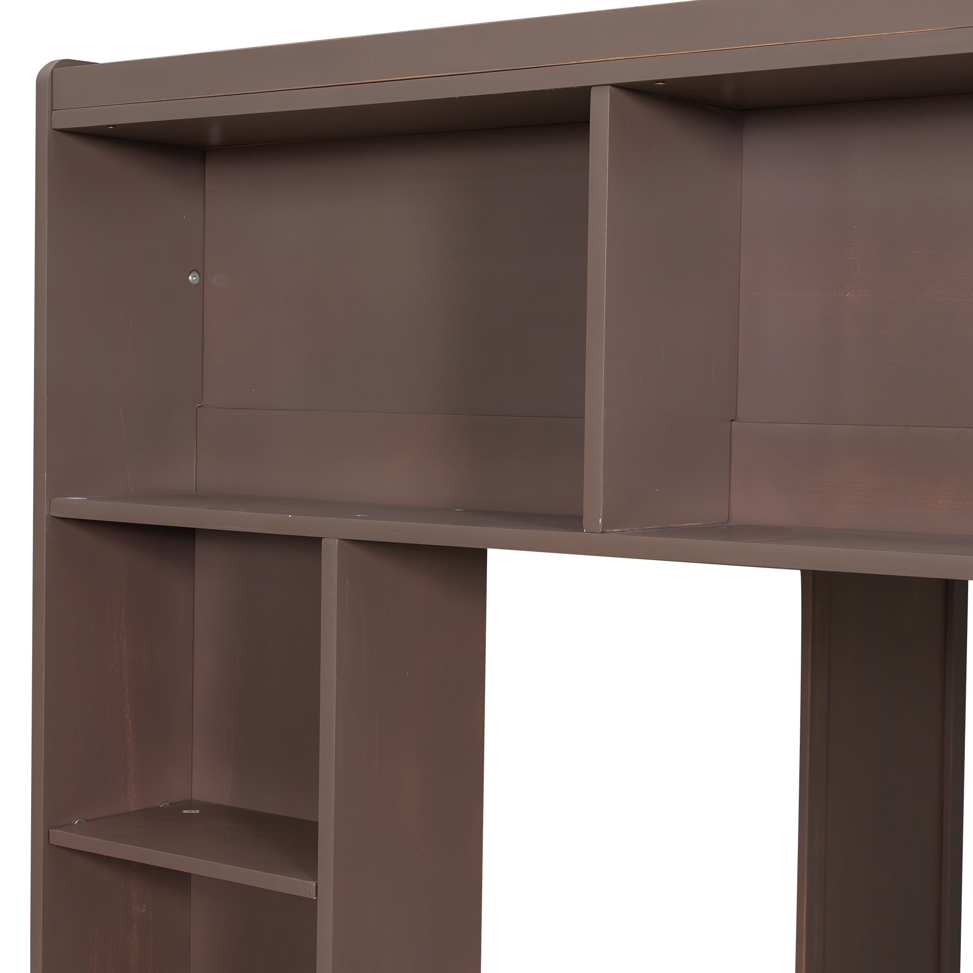 Queen Loft Bed with Storage Cabinets & Bookshelf, Solid Wood Loft Bed with Ladder for Small Bedrooms