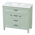 GDFStudio Richard Modern 36" Wood Bathroom Vanity with Ceramic Sink, Green