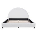 Christopher Knight Home Saria Modern Boucle Upholstered Bed with Half-Round Curved Headboard, White, Queen