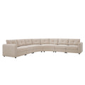 GDFStudio Lennox Contemporary Upholstered 6-Piece Curved Modular Sectional Sofa with Button Tufted Back, Oatmeal Chenille